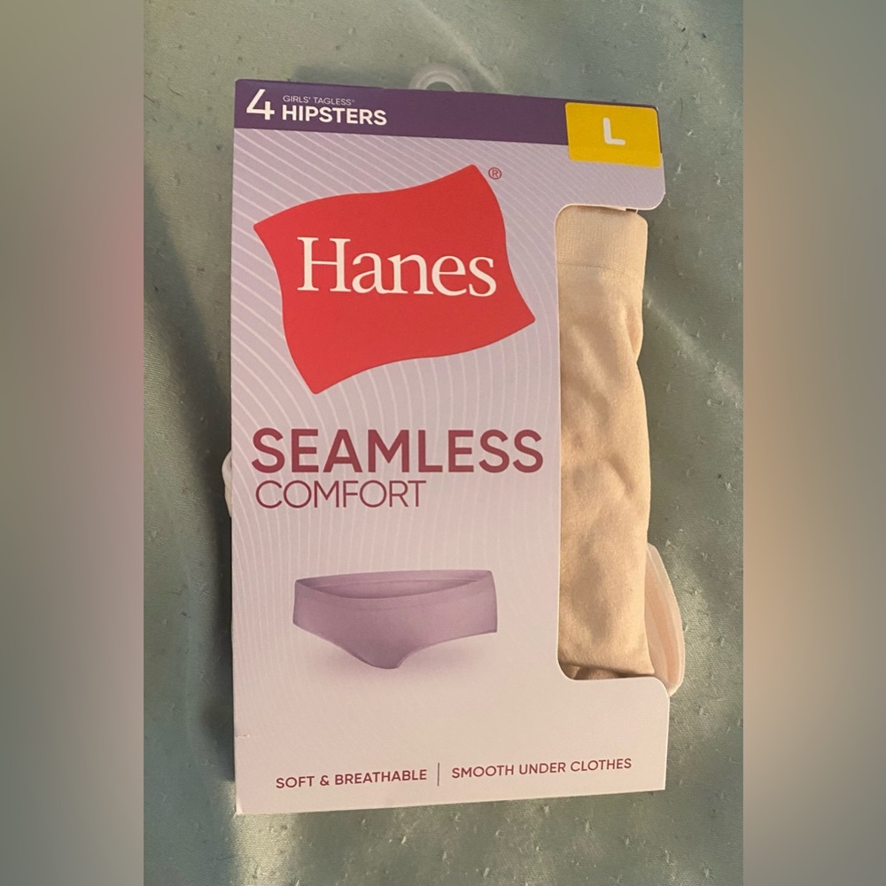 Hanes Girls Seamless Hipsters 4 Pack Size L Tagless Comfort